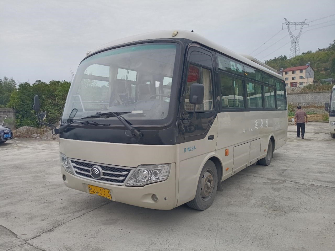 মিনি ট্যুর কোচ ব্যবহৃত ইউটং বাস ZK6729D 130hp ফোল্ডিং ডোর 28সিটার বাম স্টিয়ারিং