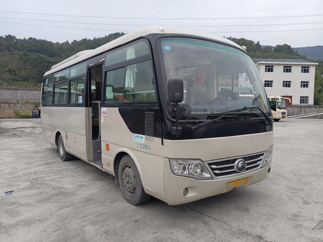 মিনি ট্যুর কোচ ব্যবহৃত ইউটং বাস ZK6729D 130hp ফোল্ডিং ডোর 28সিটার বাম স্টিয়ারিং