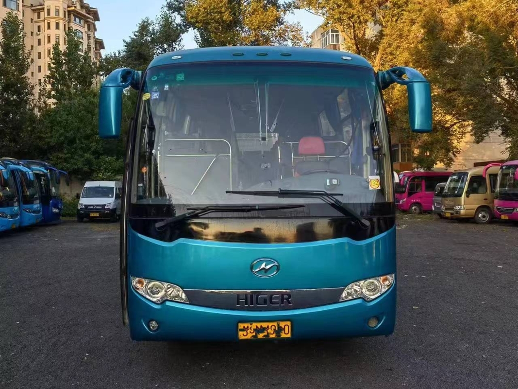 লাক্সারি হাইগার KLQ6796 ব্যবহৃত কোচ বাস 34 আসনের LHD রিয়ার ইঞ্জিন 147kw প্লেট স্প্রিং সাসপেনশন