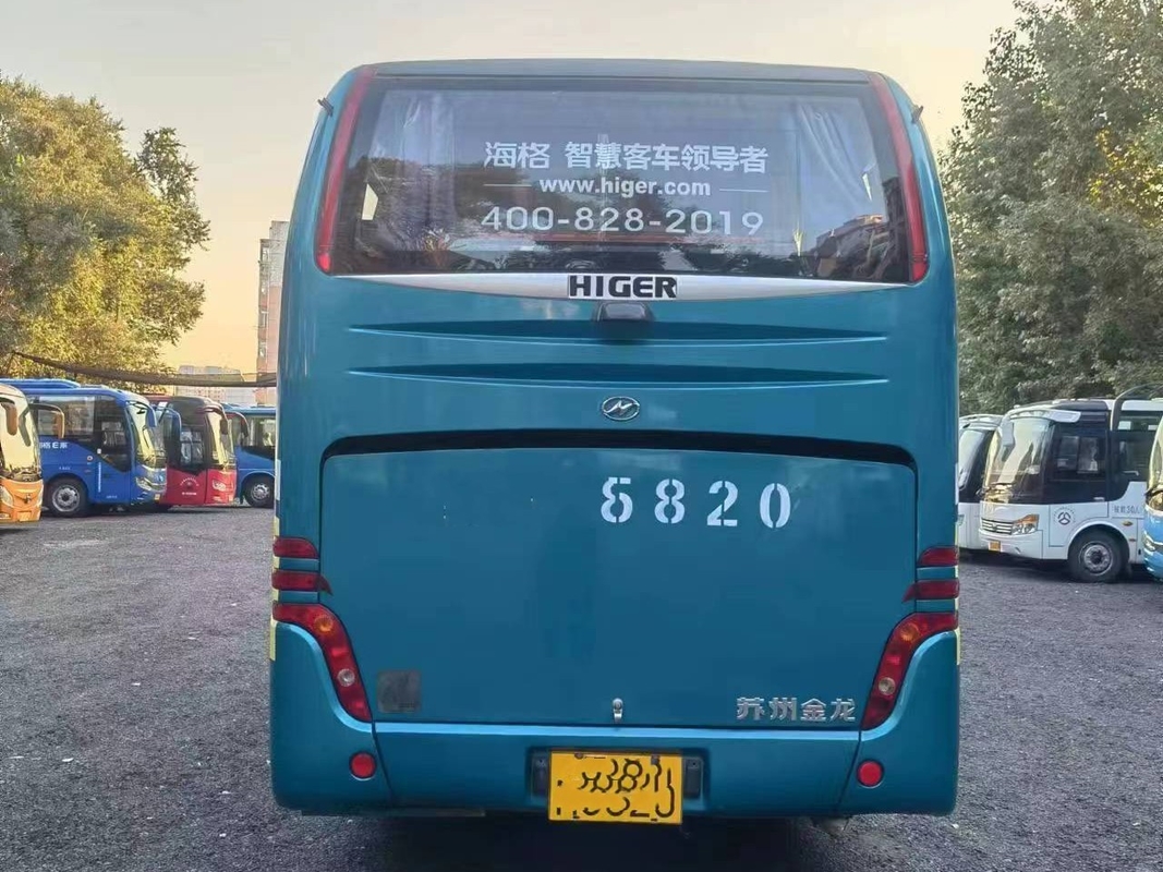 লাক্সারি হাইগার KLQ6796 ব্যবহৃত কোচ বাস 34 আসনের LHD রিয়ার ইঞ্জিন 147kw প্লেট স্প্রিং সাসপেনশন