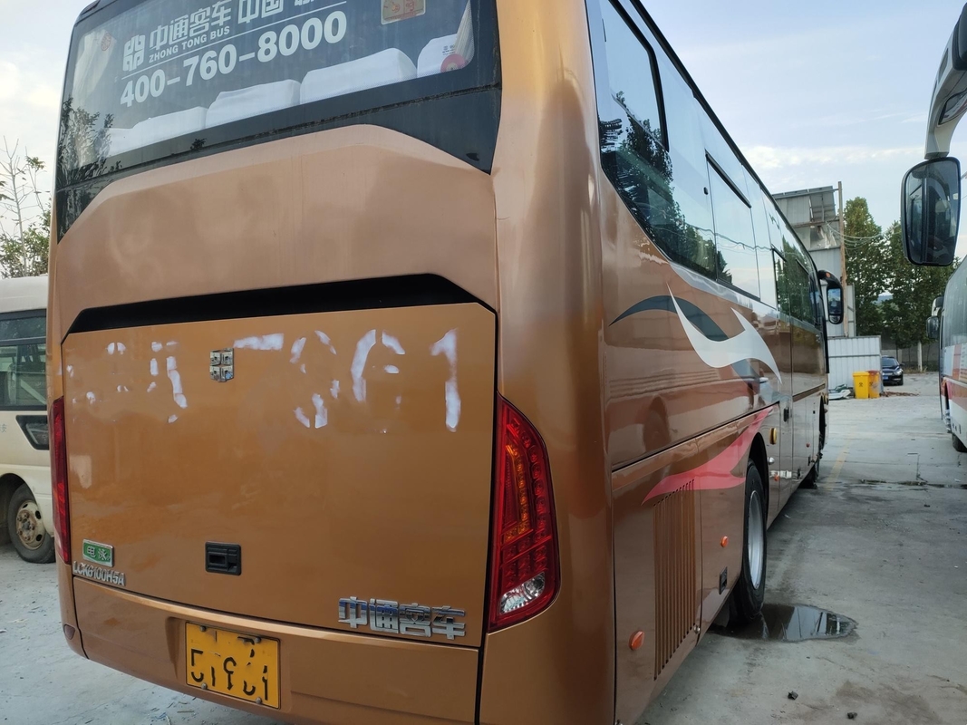 LCK6100 44 সিটার ব্যবহৃত কোচ ঝংটং বাস ইউচাই ইঞ্জিন দুটি দরজা বাম হাতের ড্রাইভ