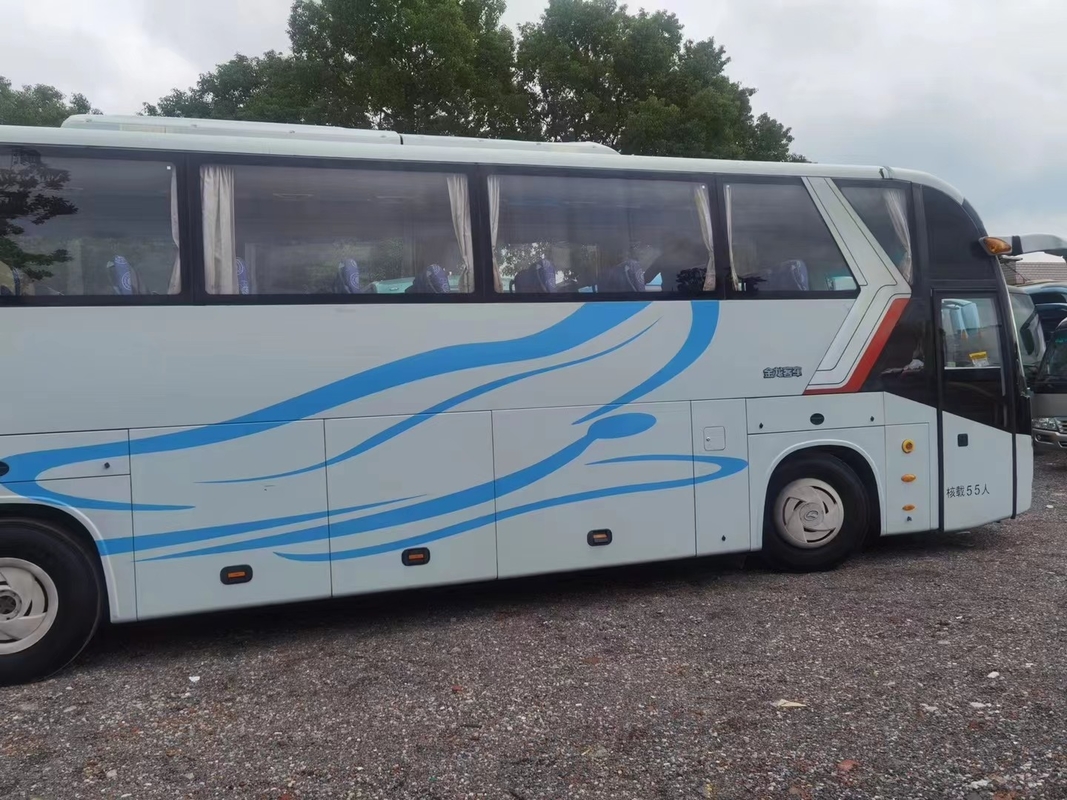 ব্যবহৃত ট্যুর বাস 55 আসনের কোচ বাস Kinglong XMQ6128 ডিজেল ইঞ্জিন বিলাসবহুল ভ্রমণ বাস