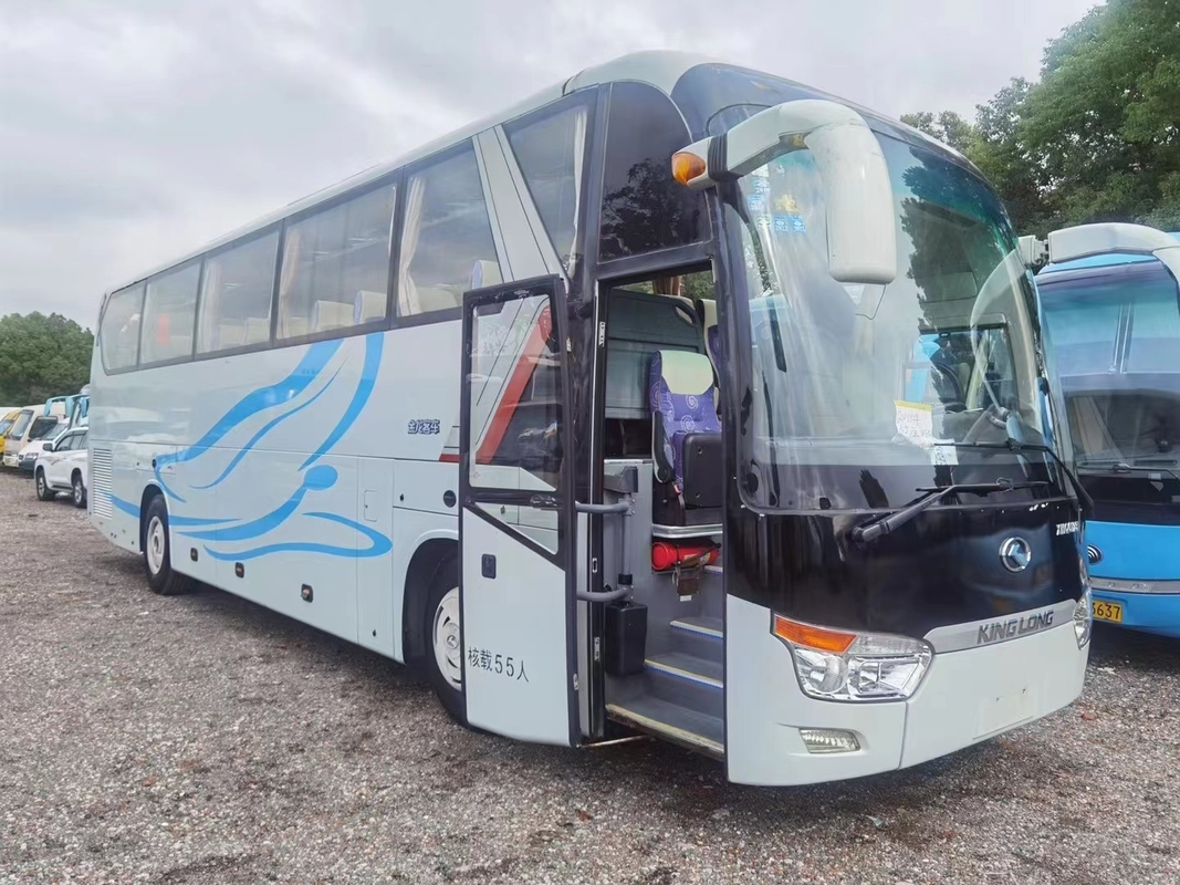 ব্যবহৃত ট্যুর বাস 55 আসনের কোচ বাস Kinglong XMQ6128 ডিজেল ইঞ্জিন বিলাসবহুল ভ্রমণ বাস