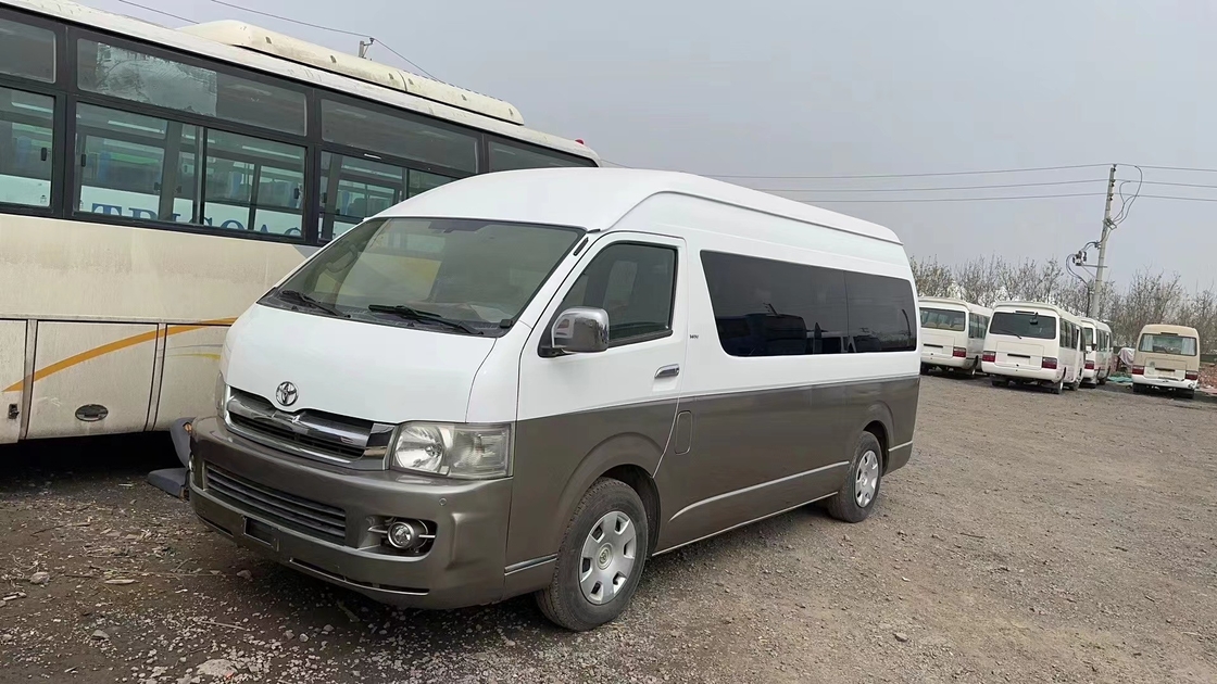 জাপানি ব্যবহৃত বাস Toyota Hiace 15 আসনের দ্বিতীয় বিলাসবহুল মিনিবাস অয়েল ফ্রন্ট ইঞ্জিন চার্জার প্লাগ
