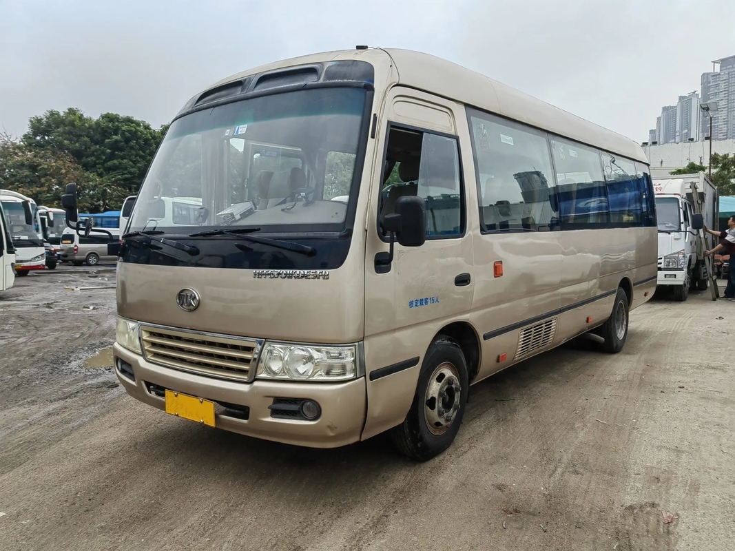 2য় হ্যান্ড মিনি বাস 15 আসনের এক্সটার্নাল সুইংিং ডোর শ্যাম্পেন কালার 7 মিটার আঙ্কাই HFF6701 ট্যুর বাস