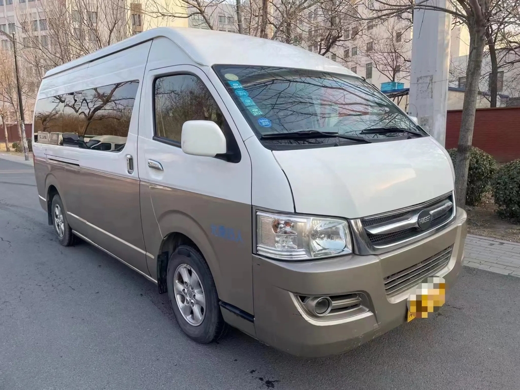 ব্যবহৃত শাটল ভ্যান 15 সিট হাইগার মিনিবাস KLQ6540 এক্সটার্নাল সুইংিং ডোর শ্যাম্পেন কালার ফ্রন্ট ইঞ্জিন