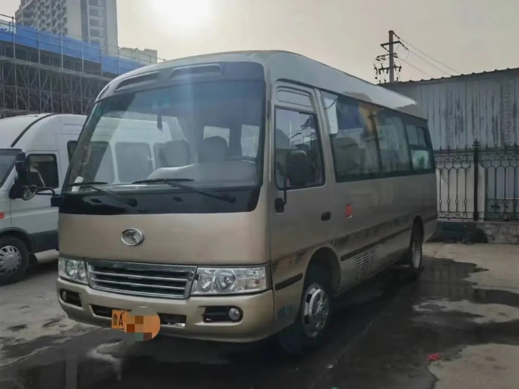 সেকেন্ড হ্যান্ড 17 সিটার মিনিবাস 19 সিটের সামনের ইঞ্জিন ব্যবহৃত কিংলং কোস্টার XMQ6606 এক্সটারনাল সুইংিং ডোর