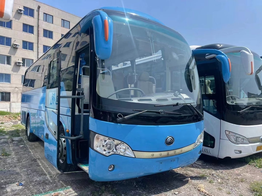 ব্যবহৃত বাস এবং কোচ 39 আসনের ইউচাই ইঞ্জিন 245hp 2015 বছরের নীল রঙের বিরল ইঞ্জিন ইয়াং টং ZK6908