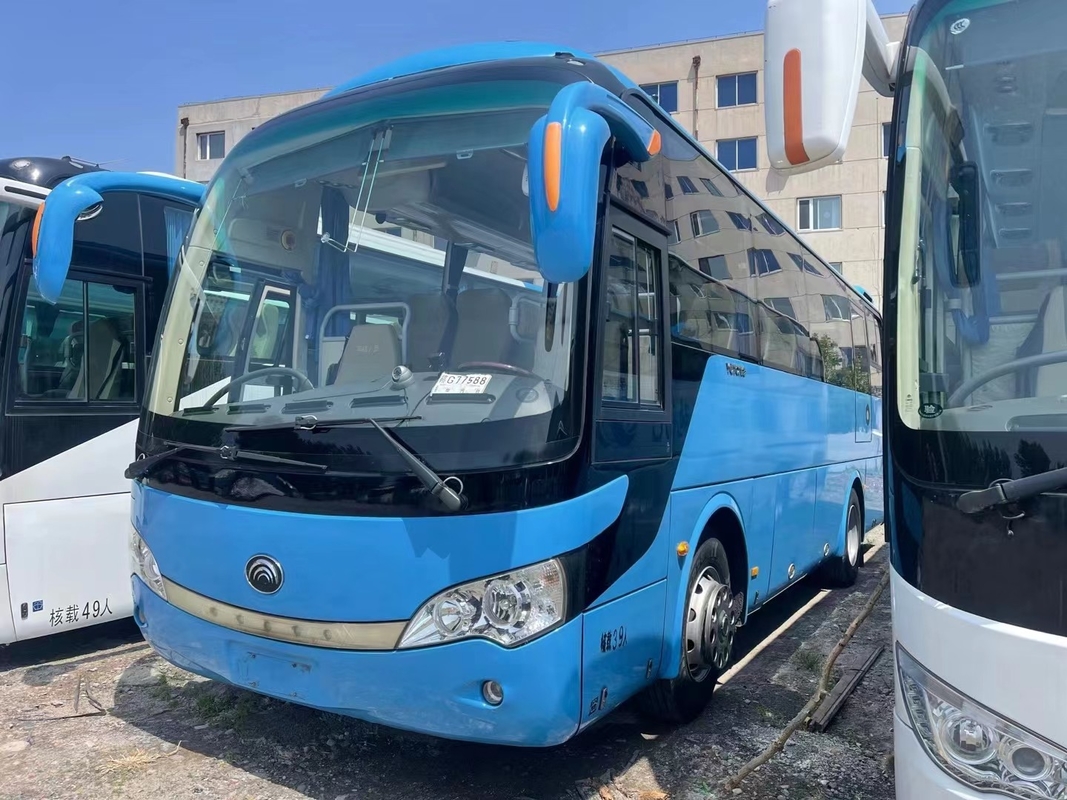 ব্যবহৃত বাস এবং কোচ 39 আসনের ইউচাই ইঞ্জিন 245hp 2015 বছরের নীল রঙের বিরল ইঞ্জিন ইয়াং টং ZK6908