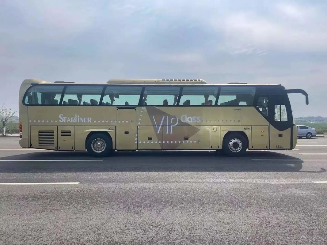 ব্যবহৃত বাণিজ্যিক বাস 39 আসনের উইচাই ইঞ্জিন 336hp গোল্ডেন কালার মিডল প্যাসেঞ্জার ডোর 12 মিটার বেইফাং বাস BFC6120