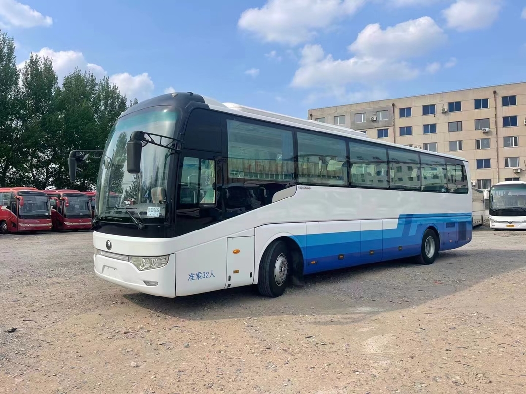 ব্যবহৃত ট্র্যাভেল বাস 32 সিট উইচাই ইঞ্জিন 336hp মিডল ডোর লাগেজ র্যাক LHD/RHD ২য় হ্যান্ড ইউটং বাস ZK6122