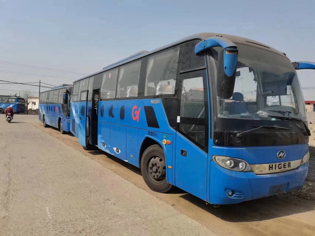 ব্যবহৃত ডিজেল বাস নীল রং 59 আসন ইউচাই ইঞ্জিন 280hp 2+3 আসন লেআউট 2য় হ্যান্ড ড্রাইভ হাইগার বাস KLQ6115