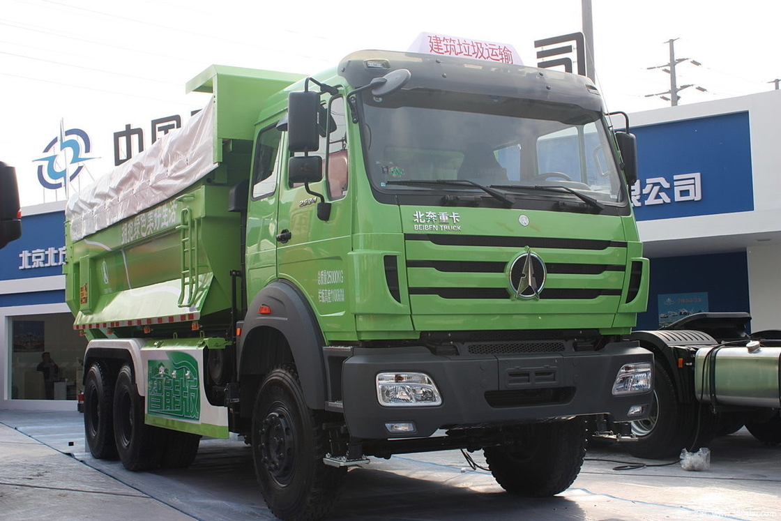 6*4 ড্রাইভ মোড ব্যবহৃত নির্মাণ ট্রাক Beiben 336hp বাম হাত ড্রাইভ ইউরো 4 ফ্ল্যাট ক্যাব