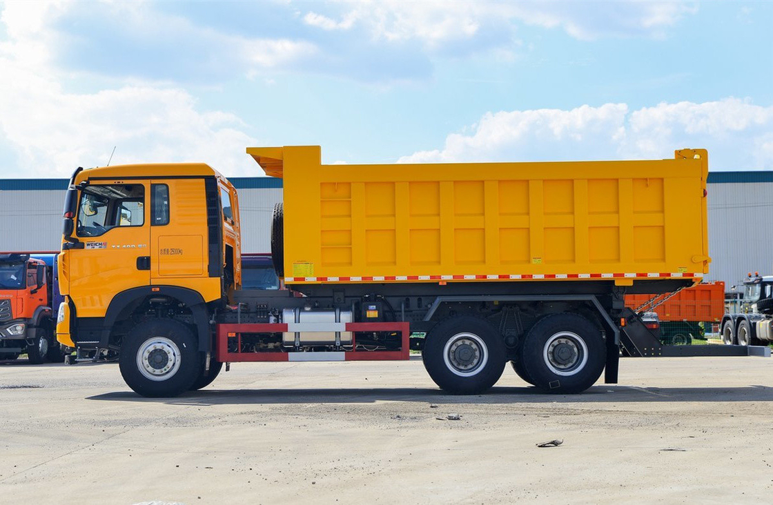ব্যবহৃত 10 টি টায়ার ট্যাপার ট্রাক 6.3 মিটার বক্স 400hp হাও TX7 সামনের উত্তোলন 12-গতি ম্যানুয়াল