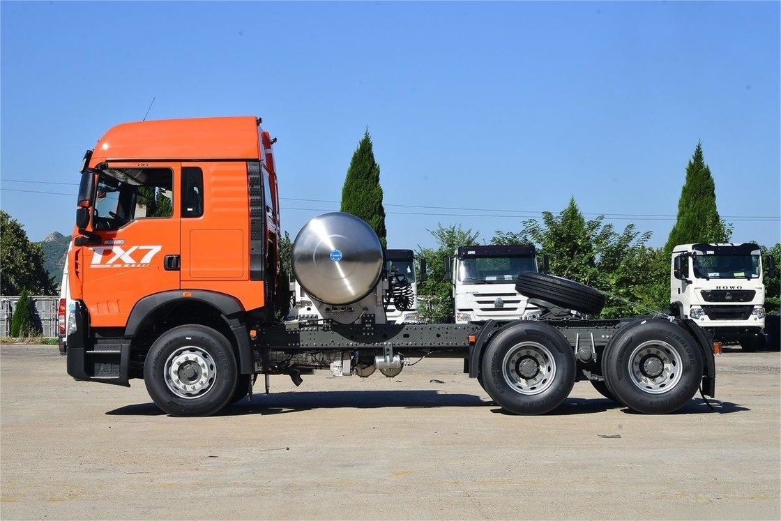 480HP HOWO ট্র্যাক্টর জাতীয় VI নির্গমন স্ট্যান্ডার্ড ডিফ্লেক্টর রিয়ার ডাবল এক্সেল এলএনজি