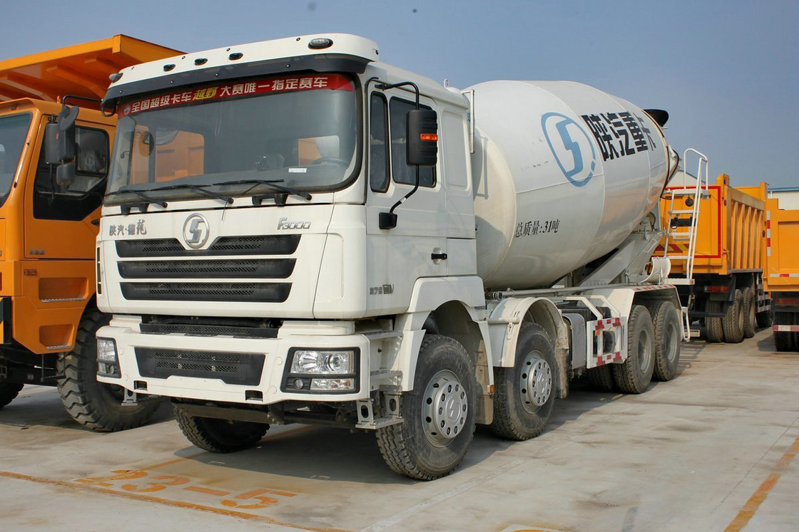 শানসি অটোমোবাইল ভারী ট্রাক ডেলং F3000 375HP 8X4 হাইড্রোলিক প্রধান আসন কংক্রিট মিশুক ট্রাক