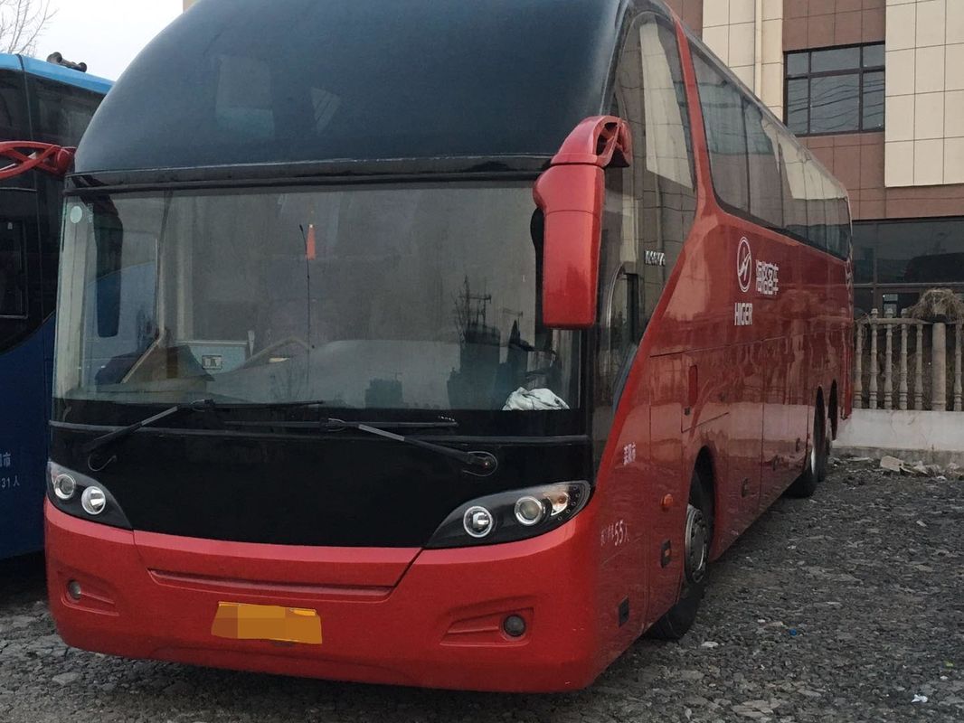 55 আসন হিজার লাল ভ্রমণ ব্যবহৃত যাত্রী বাস KLQ6147 ডিজেল বাম হাত স্টিয়ারিং 2013 বছর