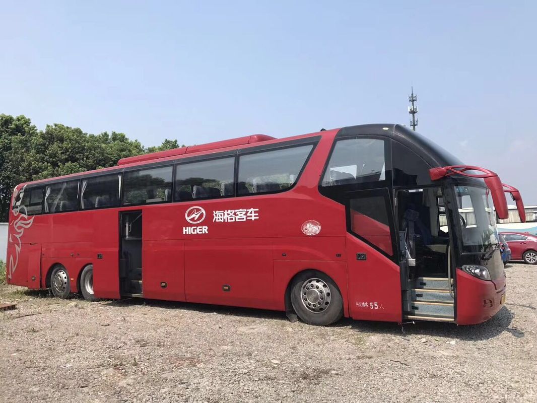 55 আসন হিজার লাল ভ্রমণ ব্যবহৃত যাত্রী বাস KLQ6147 ডিজেল বাম হাত স্টিয়ারিং 2013 বছর