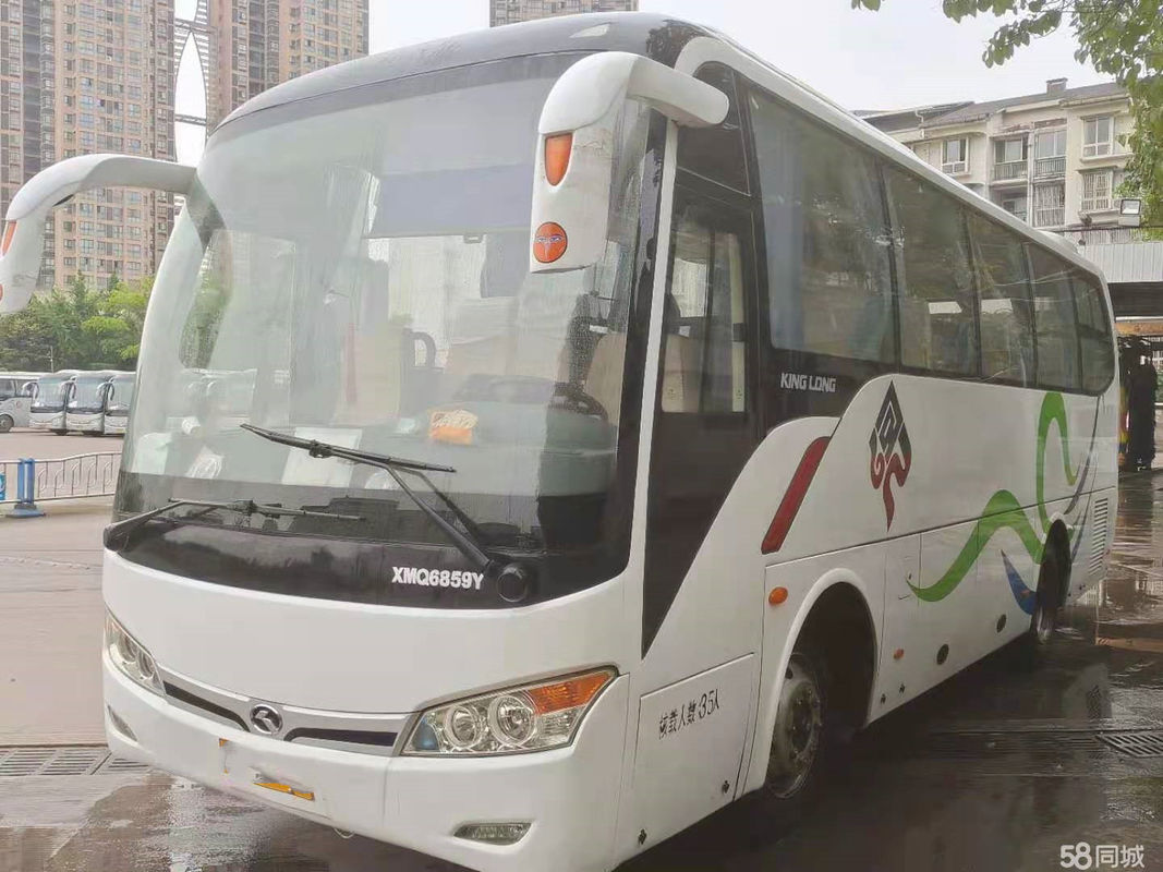 ব্যবহৃত কিংলং বাস এক্সএমকিউ 6859 35 সিট ইস্পাত চ্যাসিস ব্যবহৃত ট্যুর বাস একক দরজা রিয়ার ইঞ্জিন ইউরো III