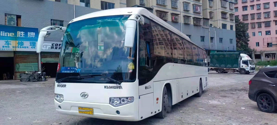ব্যবহৃত কোচ বাস মডেল KLQ6129 ব্যবহৃত হাইগার বাস 53 আসন ভাল যাত্রী বাস ডাবল ডোর স্টিল চ্যাসি কম কিলোমিটার